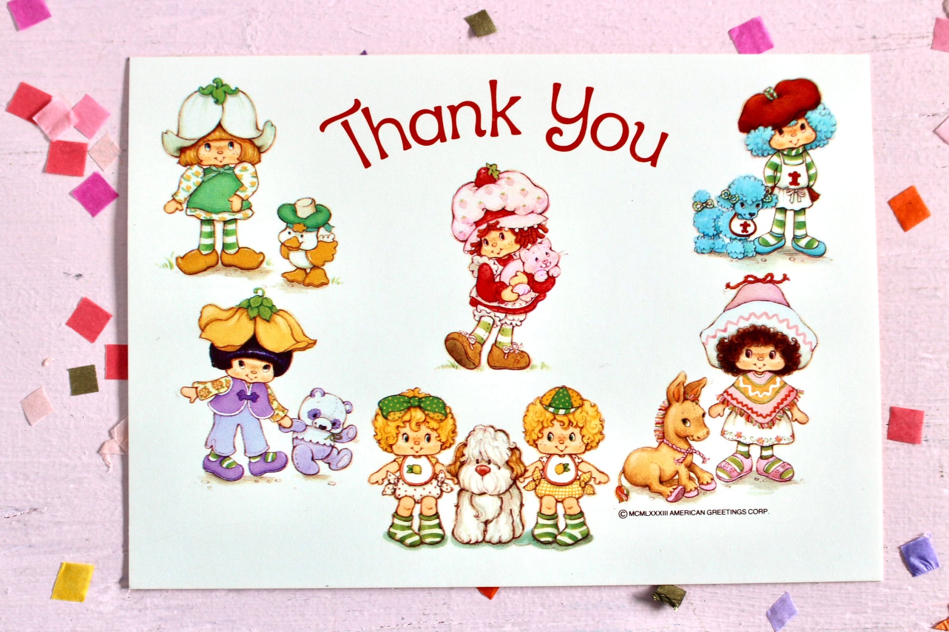 Authentic Vintage Strawberry Shortcake Thank You Card, 1980s SSC and Friends Unused Postcard, American Greetings Card, Berry Sweet Treat