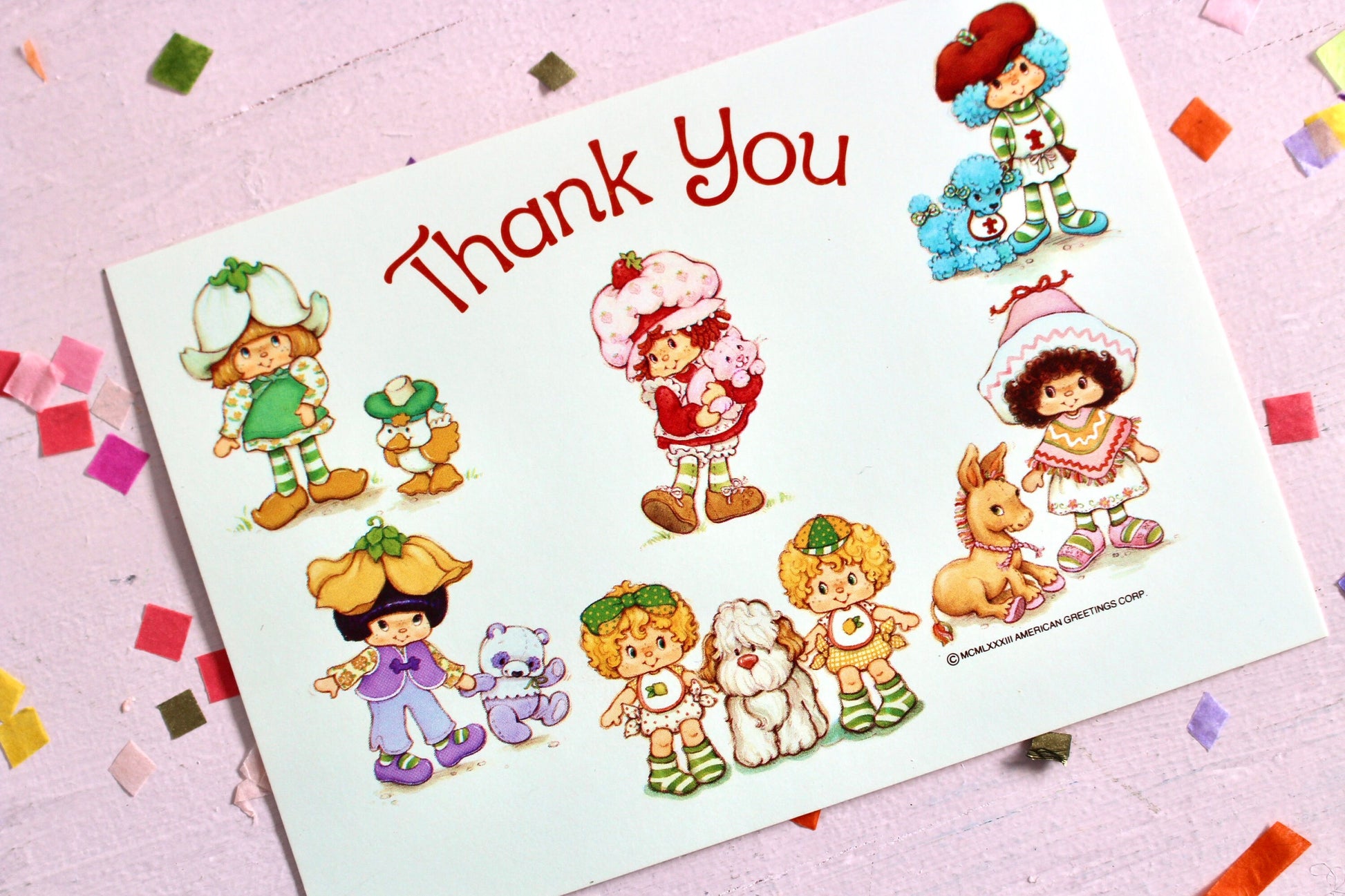 Authentic Vintage Strawberry Shortcake Thank You Card, 1980s SSC and Friends Unused Postcard, American Greetings Card, Berry Sweet Treat