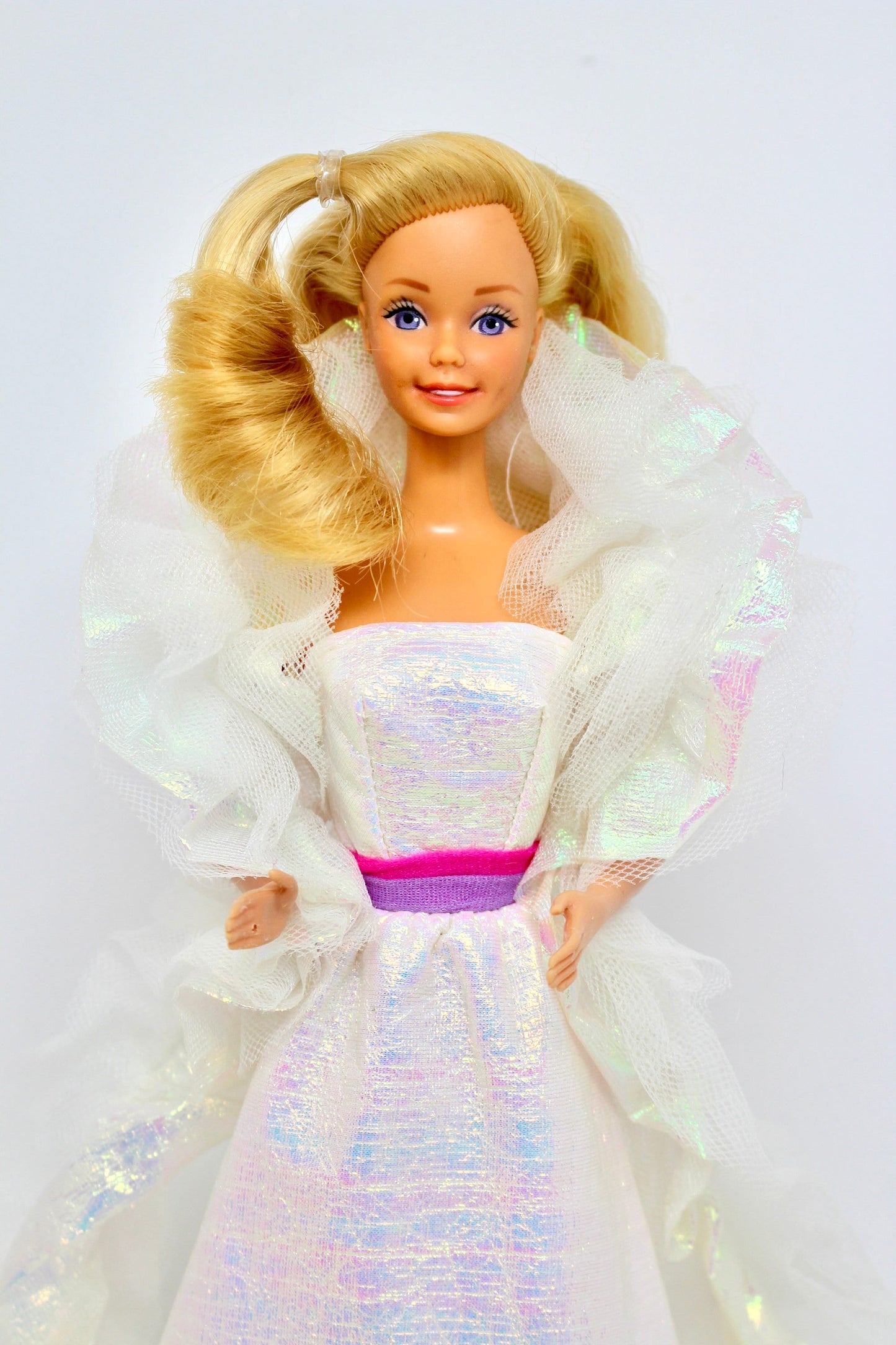 Crystal Barbie Doll in Original Fashion, 80s Superstar Barbie in Iridescent Dress, Vintage 80s Barbie by Mattel