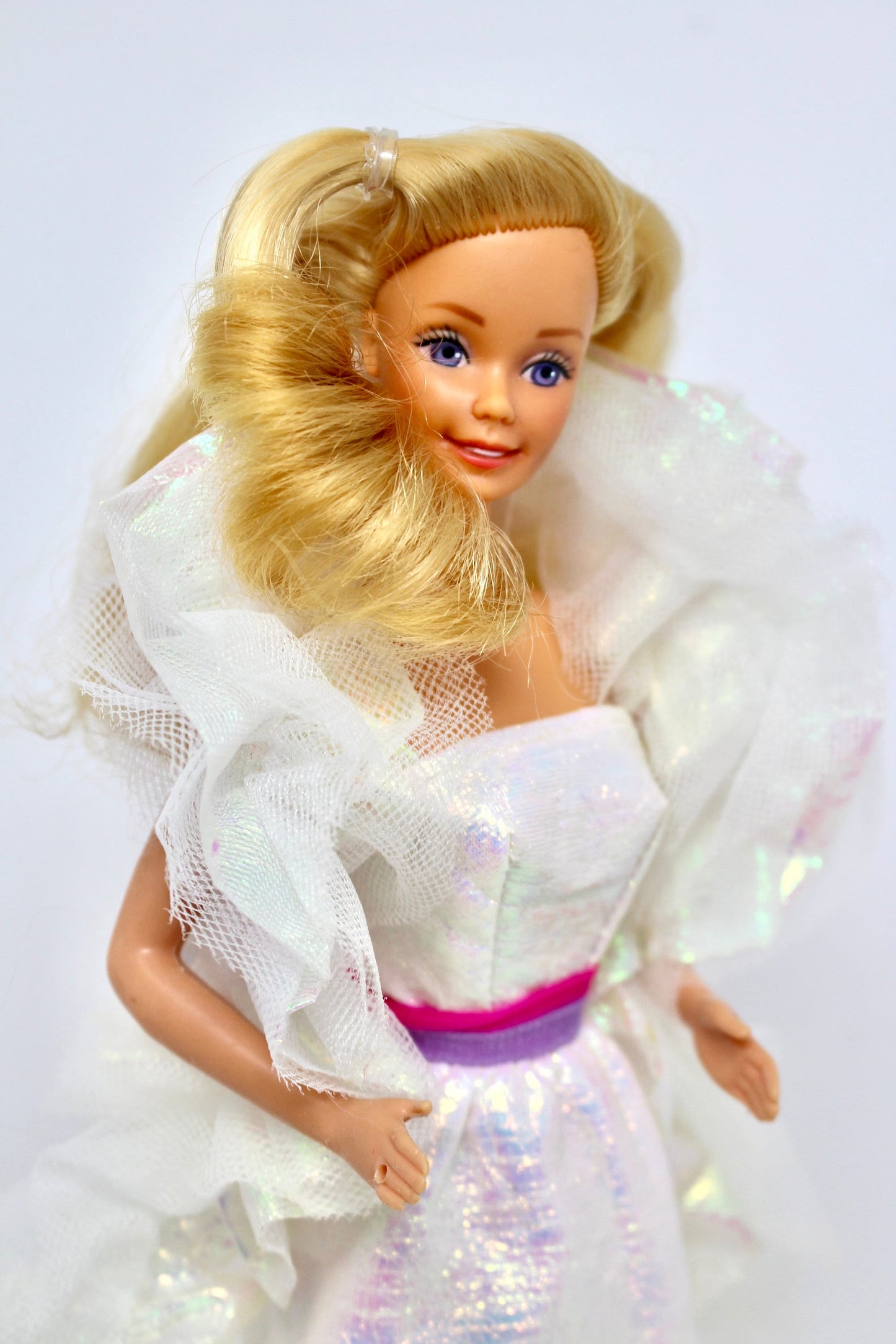 Crystal Barbie Doll in Original Fashion, 80s Superstar Barbie in Iridescent Dress, Vintage 80s Barbie by Mattel