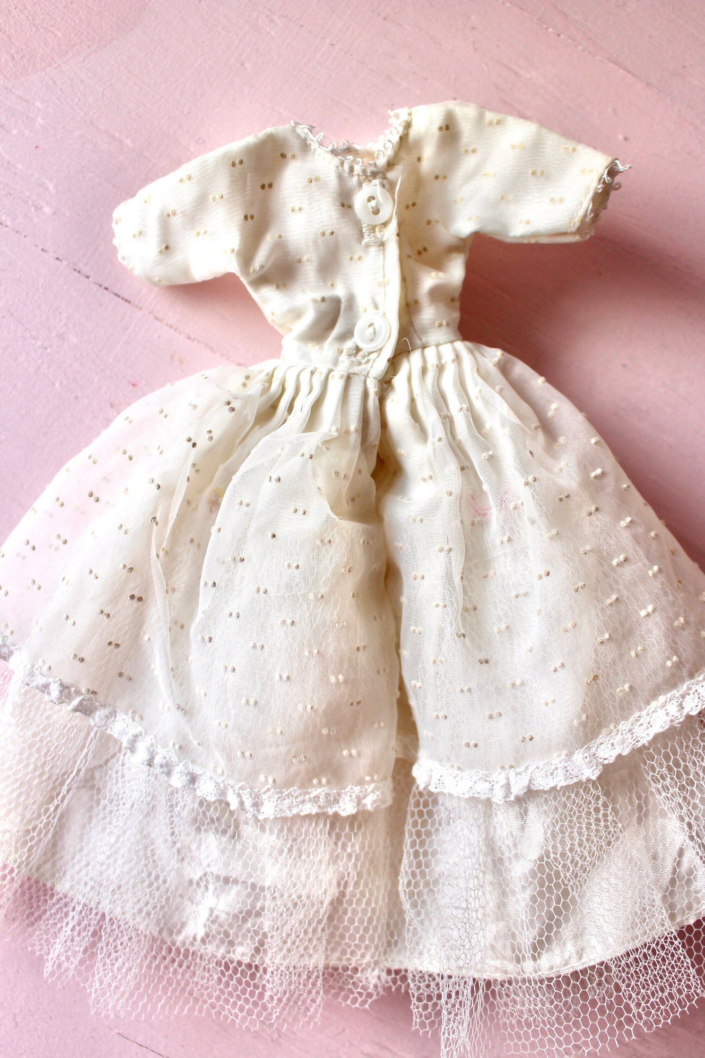 1960s Barbie Doll Wedding Outfit, Clone Handmade Vintage Barbie Clothes, Mod Bridal Barbie Clothes, Vintage Doll Bride Dress with Veil