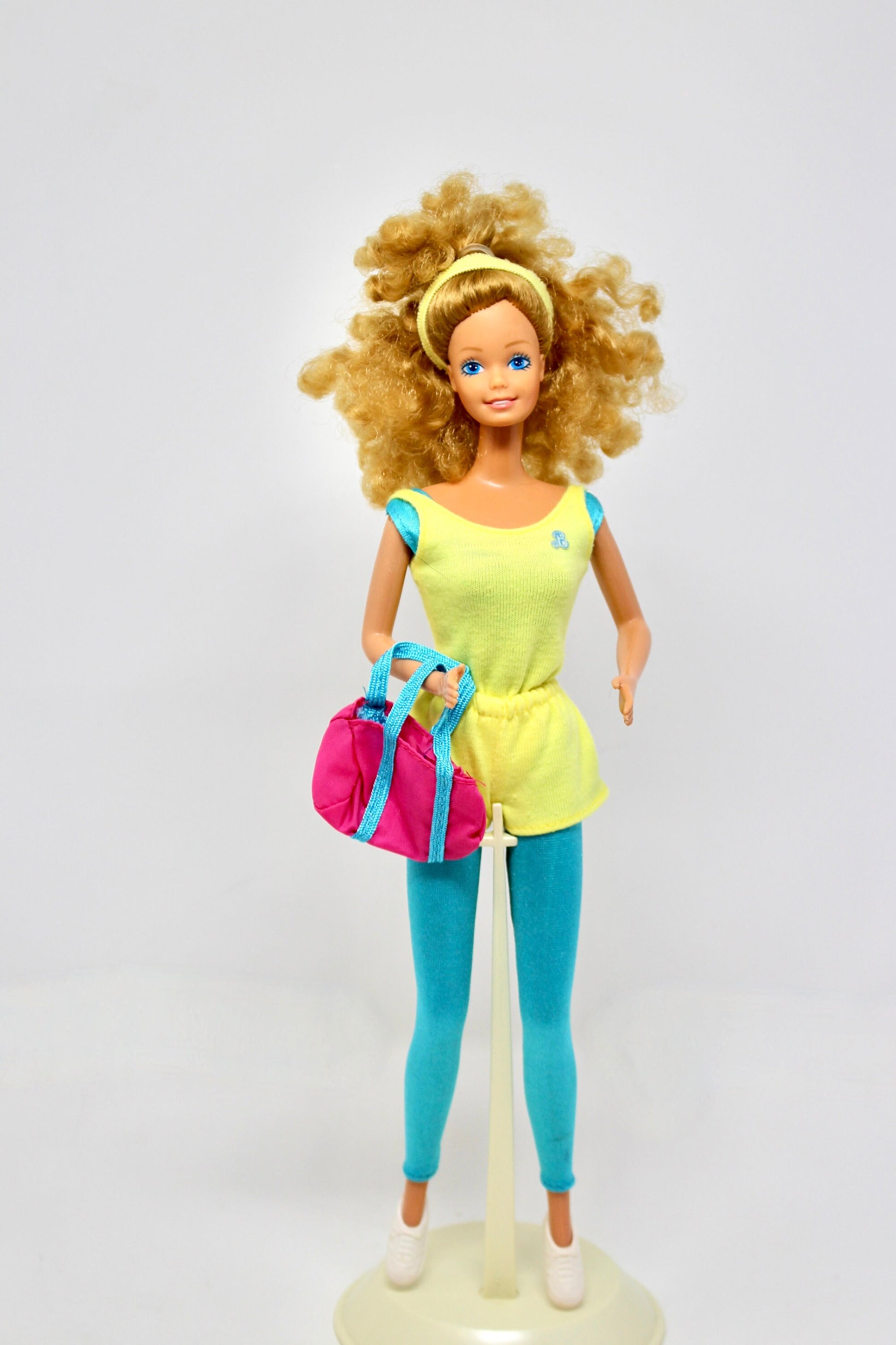 Magic Curl Barbie Doll in Great Shapes and 2183 Fashions, Vintage Superstar Era Yellow Curly Hair Barbie Doll, Workout Barbie Gear Outfit