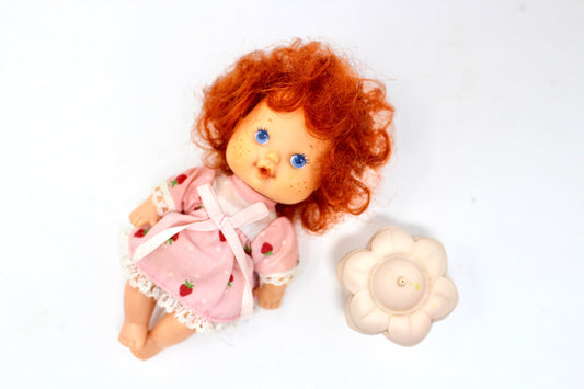 Strawberry Shortcake Berry Baby Doll with Bottle, Vintage 1980s Strawberry Shortcake Nursery Doll, Strawberry Shortcake Outfit Accessories