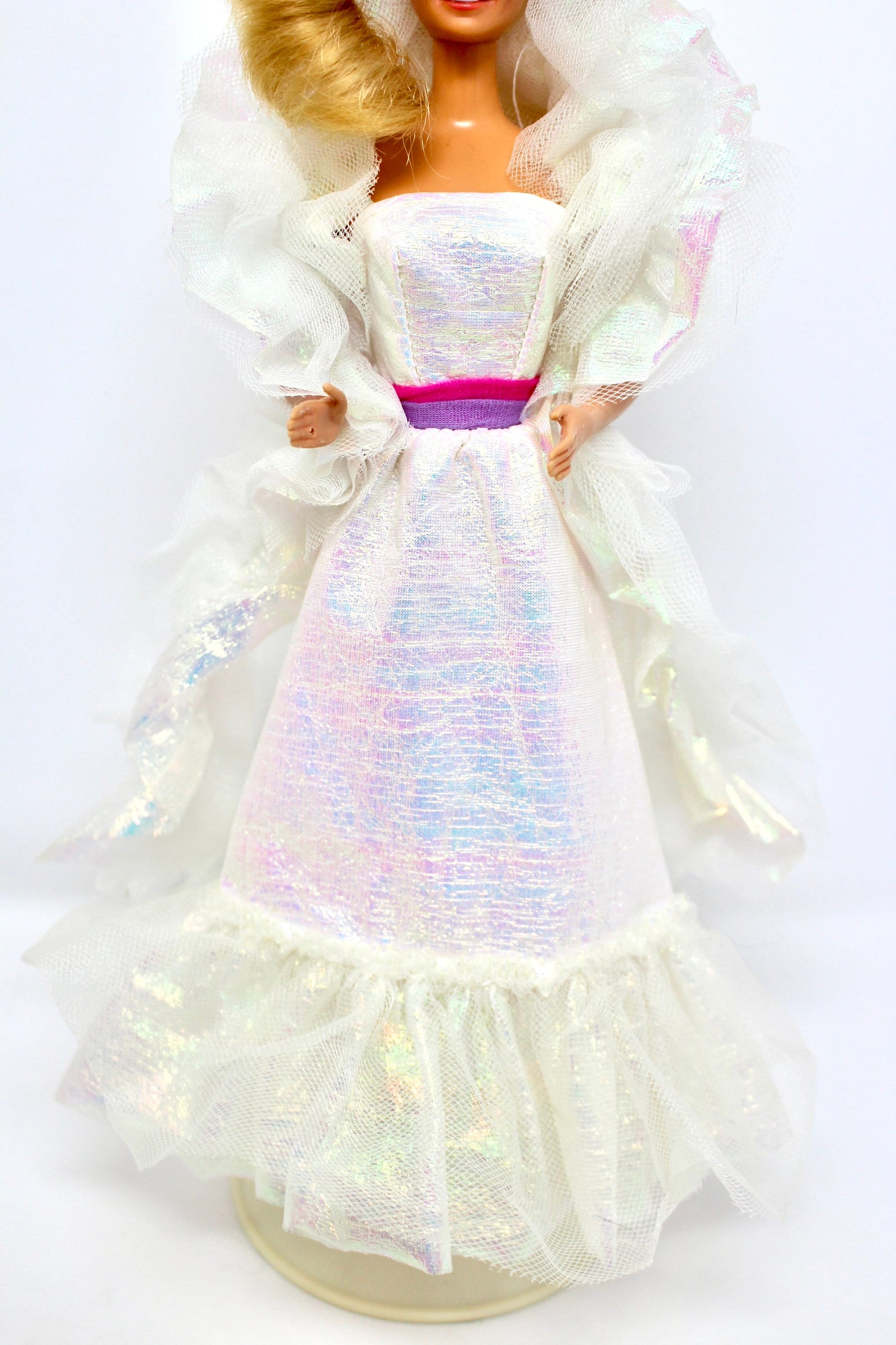 Crystal Barbie Doll in Original Fashion, 80s Superstar Barbie in Iridescent Dress, Vintage 80s Barbie by Mattel