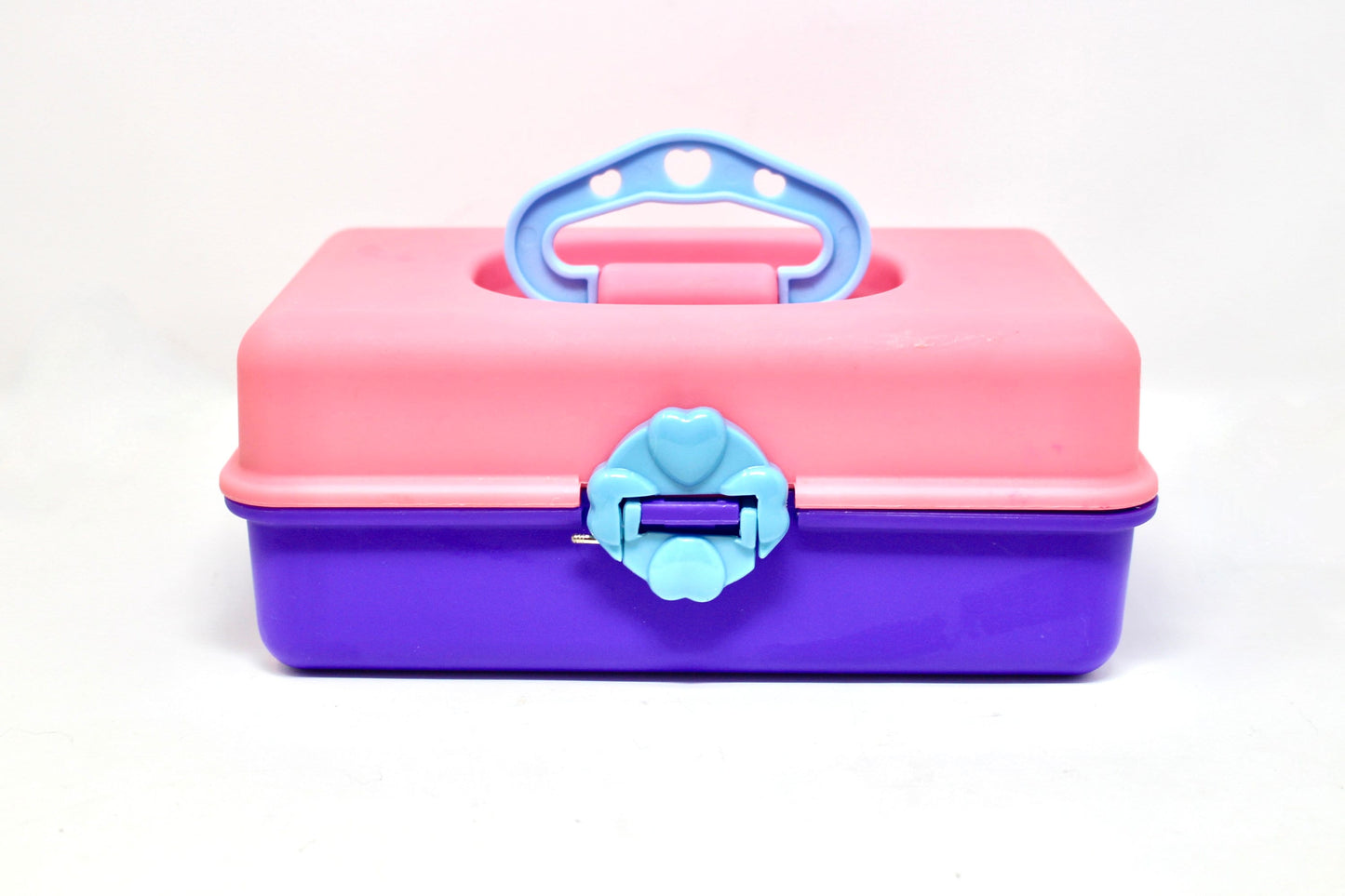 Vintage Kids Heart Caboodle, Pink Purple Blue Kids Toy Box, Vintage 90s Pink Decorative Storage Container, Retro Kids Toy Rooom Organizer