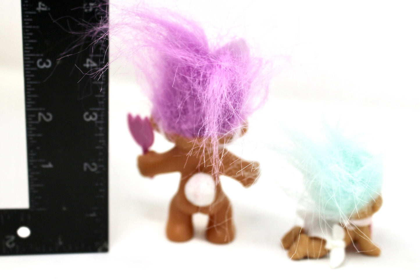 Vintage Easter Trolls, Set of 2, Kids Troll Easter Basket Stuffer, Easter Bunny Troll Doll, Troll Bunny Outfit, Purple Aqua Hair Troll